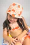 Conjunto De Biquíni Infantil Alças Cruzadas Xadrez Laranjas