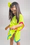 Vestido Infantil Pompons Verde Neon
